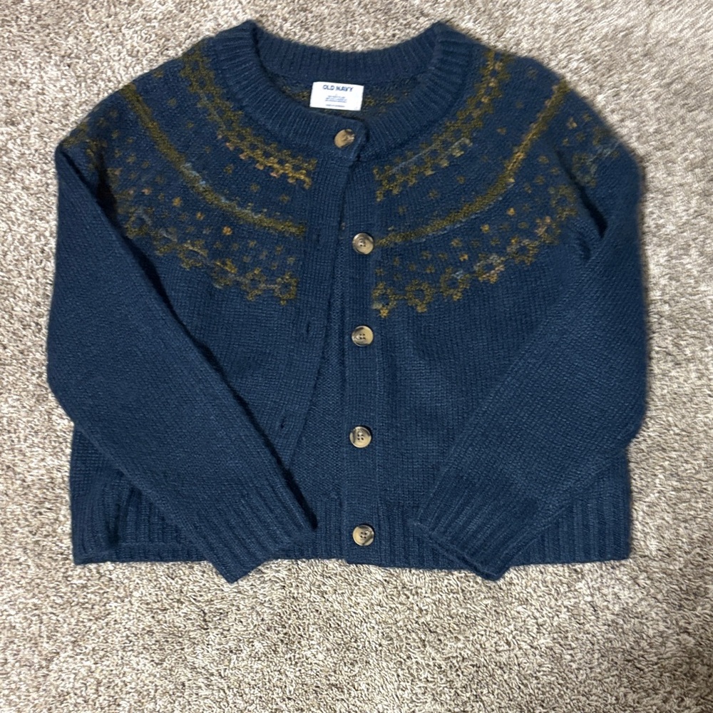 Old Navy Navy Cardigan with Mustard Details